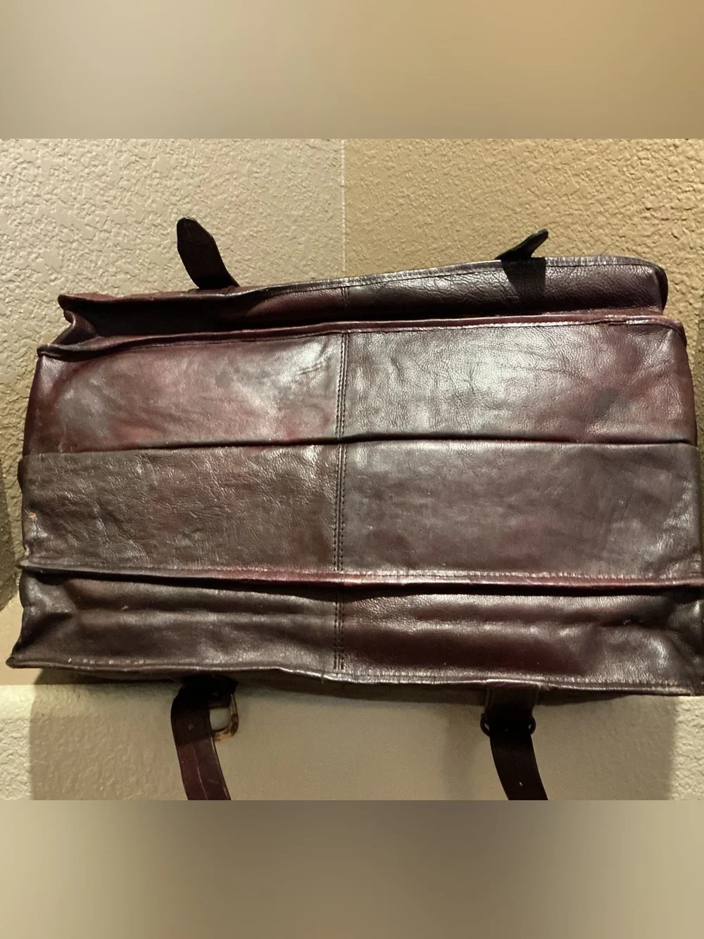 Vintage Genuine Leather Dark Brown Messenger Satchel Work Bag Made in India 20”